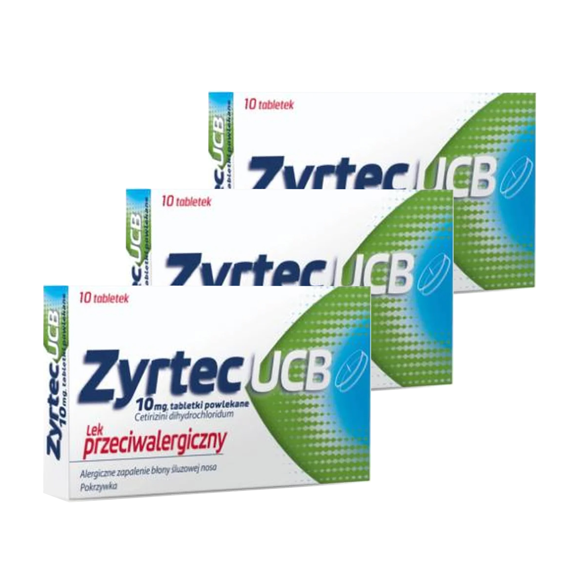 Zyrtec UCB, 10 mg, tabletki powlekane na alergię, 3 x 10 sztuk zdjęcie